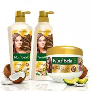 Nutribela 15 Reparacion Intensiva Shampoo 400mL + Acondicionador 400mL + Nutribela Tratamiento  300mL  (3 Pack)