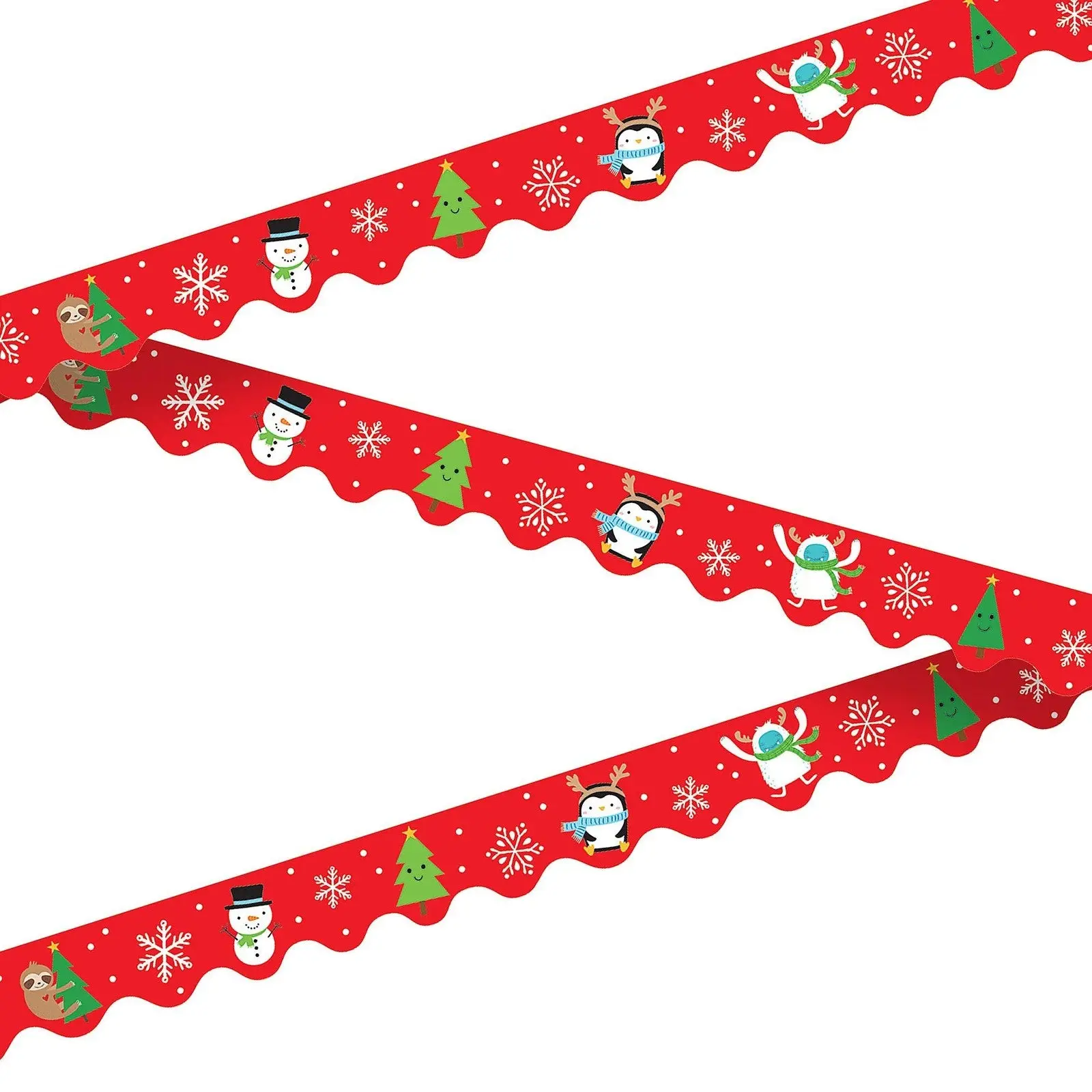 Red and Green Christmas Character Paper Bulletin Border Trim - 2.18" x 39", 12