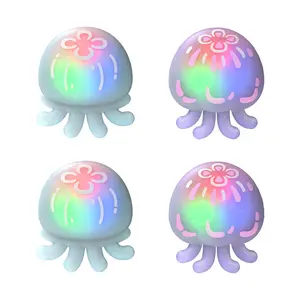 PlayVital Cute Universal Illuminated LED Thumbstick Grips for ps5 & ps4 & Xbox Series X/S & Xbox One & Switch Pro Controller - Jellyfish Purple & Blue Game Console Accessories Joystick Cover