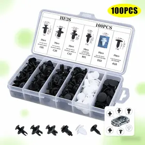 [200-PC 6-Size Complete Set] Automotive Plastic Rivet Clips & Retainers - Heavy-Duty Push Pin Fasteners for Universal Fender, Bumper, and Body Panel Installation