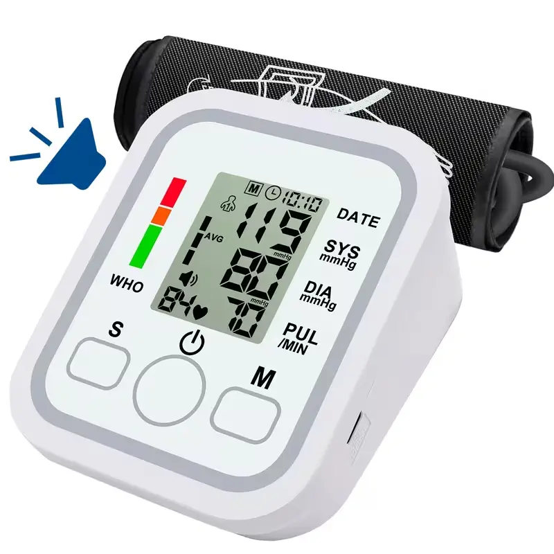 Upper-Arm Digital Blood Pressure Monitor for Home Use, 1-Touch Operation, Color-Coded Indicator Lights, Irregular Heartbeat Alert, Voice Function