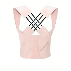 pink Posture Corrector Brace, Double Cross Support Adjustable Breathable Shoulder Straightener, Office Daily Sitting Hunchback Correction Support Belt