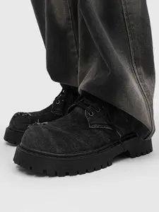 Men's Wide Head Derby Shoes, Chunky Walking Shoes, Fashion Thick Sole Chunky Outsole Comfort Sport Casual Sneakers, Multifunctional British Style, Suitable for Daily Wear