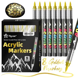 8/12 Pack Liquid Acrylic Pigment Marker Pens, Silver Color, Felt Tip Pen, Stationery Supplies