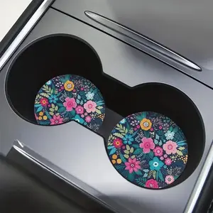 Car Coasters, Cartoon Cat Pattern Waterproof Car Cup Mat, Car Interior Decoration Accessories, Car Interior Accessory