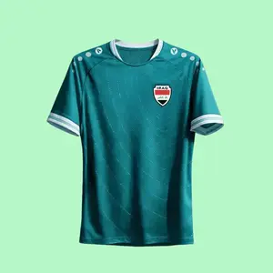 Fashion Iraq 2025 Away Kit - New Iraq National Team Green Jersey Men's Haiti Soccer Team Blue Jersey High-Quality Pique Fabric V-Neck Short Sleeves S to 5XL