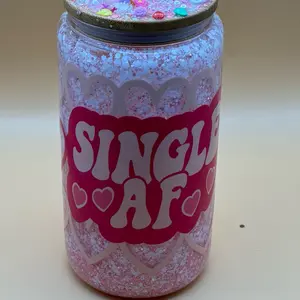 16oz snow globe glitter cup with custom lid