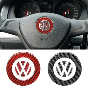 Sporty Red And Black Carbon Fiber Steering Wheel Logo Decal For Volkswagen Golf 7 8 Tiguan L Tayron Anti Scratch Sticker Enhance Car Interior Look Two Colors Available