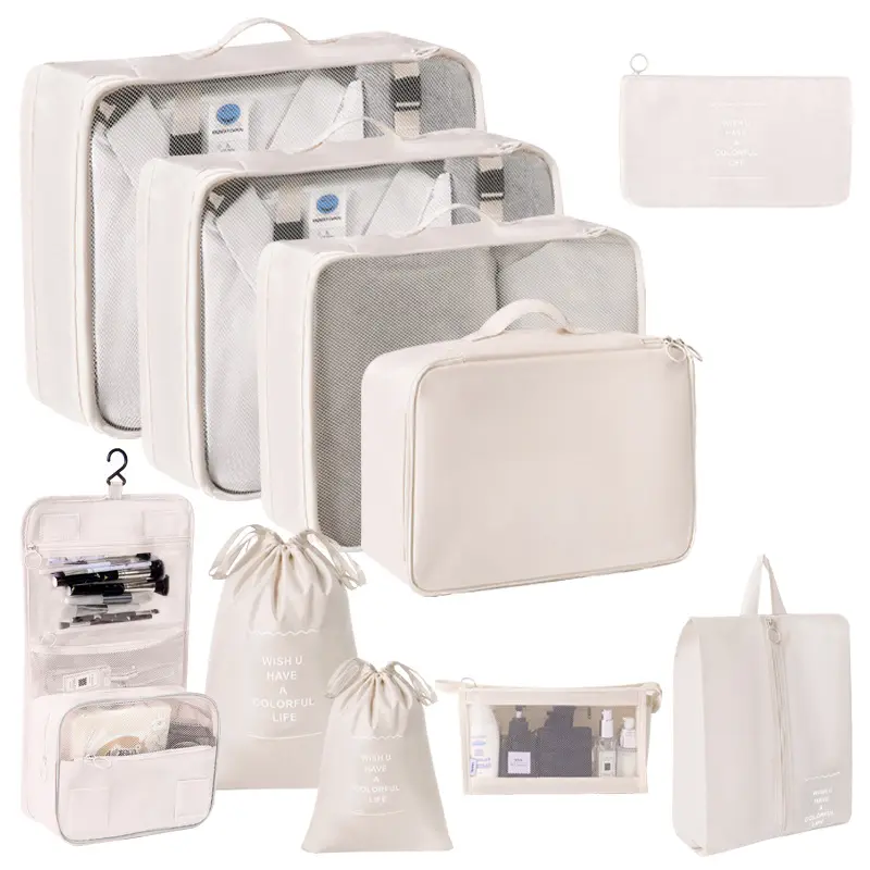 Portable travel storage bag set, travel clothing organizer bags, travel cosmetic storage set for clothes, shoes, and underwear, ideal for packing suitcases, waterproof storage bags - essential household item, luggage sets.