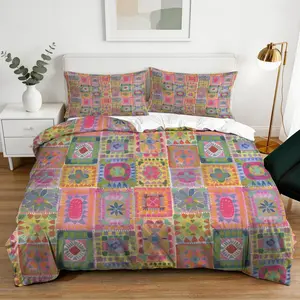 Bohemian Patchwork Duvet Cover Set, 2/3 Pieces (1 Duvet Cover + 1/2 Pillowcases, No Filler), Colorful Boho Floral Print Bedding Set, Ideal for Bedroom & Guest Room Decor, Great Gift for Flower Lovers