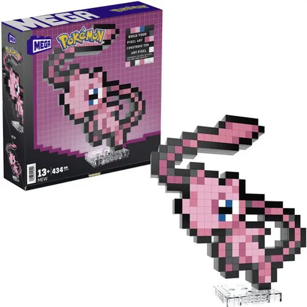 MEGA BLOKS Pokemon Mew, Pixel Art, 434 Piece Building Toy Set  [COLLECTIBLES] Brick