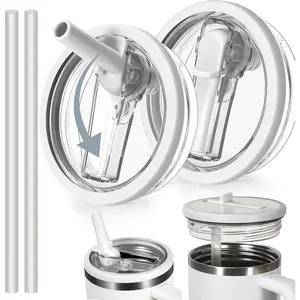 2 count Fit  Lid Replacement 40 Oz, Flip Top, Plastic & Polypropylene, White, Minimalist-functional, No Leak, Spill Proof, 40 Oz Tumbler Lid. only 40 oz and not