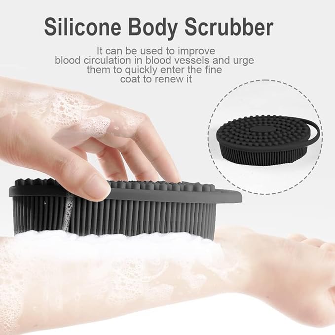 Soft Silicone Body Scrubber 2‑Pack 2‑in‑1 Silicone Shower Loofah & Exfoliating Body Brush for Sensitive Skin Gentle Exfoliation Deep Clean & Rich Lather Hygienic Quick‑Dry Spa Bath Accessory