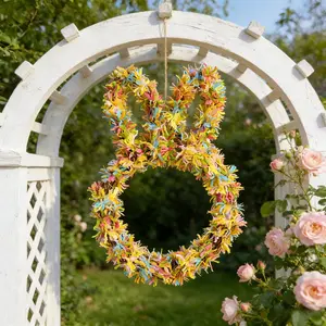 Handmade Easter Bunny Wreath Decoration, Perfect for Home Holiday Decor, Wedding Gift, Valentine's Day Party Hanging Ornament