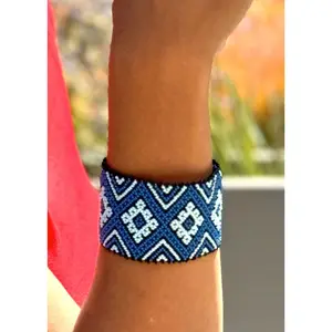 Monochromatic Blue Glass Bead Bracelet