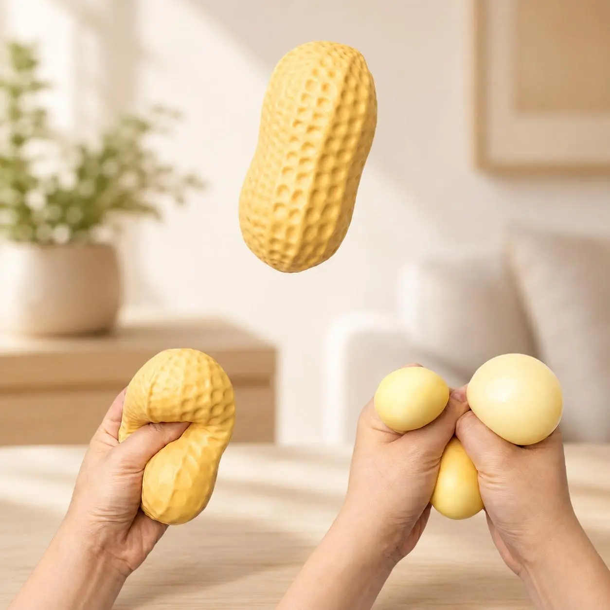 [Dealsforyou] Peanut Squishy Toy, Soft Squeeze Fidget Toy with TPR Shell & Flour-Air Filling, Fast Rebound Handheld Sensory Toy, Desk Toy Gift for Kids Adults