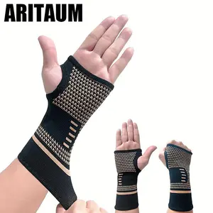 Copper Wrist Sleeves, 2 Counts Elastic Wrist Protection Sleeves Wrist Pads, Breathable Hand Sleeves for Sport, Fitness, Workout, Typing, Breathable Brace