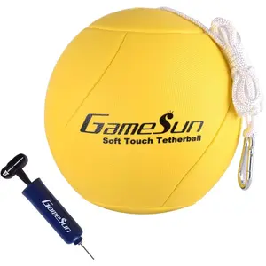 Tetherball Ball and Rope with Carabineer, Soft Touch, Portable Tetherballs with Soft Rope - Great Outdoor Game for Family Fun Play