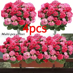 Artificial Geranium Flowers Bundle, 60 Headpiece=4 Bunches, Ideal for Wedding & Home Décor, Outdoor Garden Arrangement, Office/cafe/anniversary, Artificial Flower Decoration, Artificial Plants, Decorative Artificial Flowers
