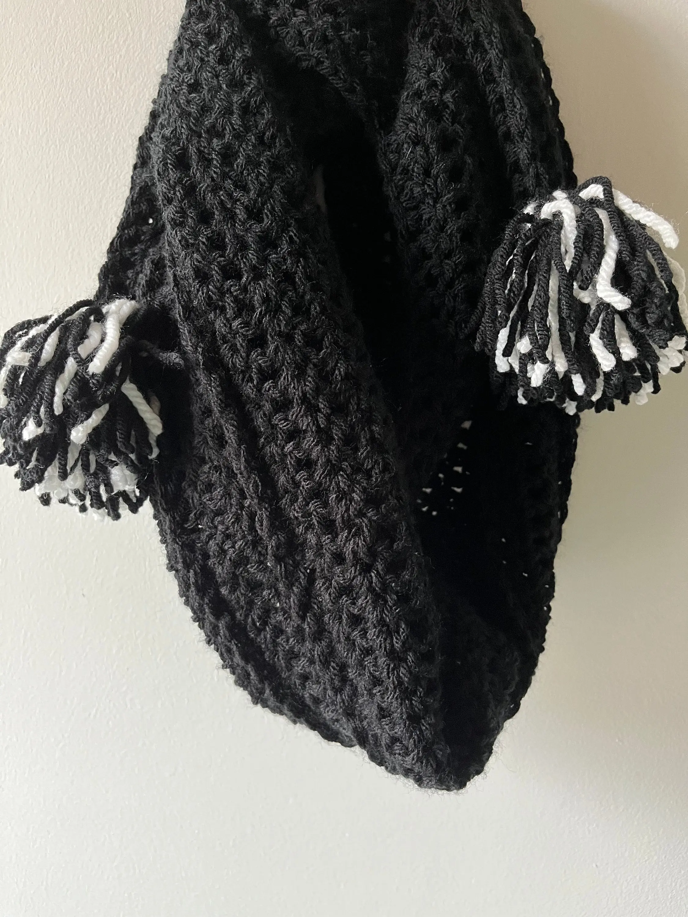 Wednesday's Snood - Black Infinity Scarf with Tassels Inspired by Netflix Series Wednesday Addams