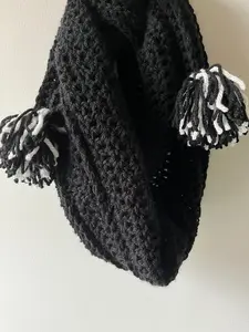 Wednesday's Snood - Black Infinity Scarf with Tassels Inspired by Netflix Series Wednesday Addams