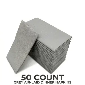 Softure Gray Airlaid Dinner Napkins [50 Count] – Premium Linen-Feel Disposable Guest Towels – Thick, Absorbent, Cloth-Like Paper Napkins for Weddings, Parties, & Bathroom Hand Towels