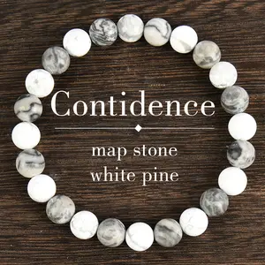 Self-Confidence Bracelet: Natural Stone Bracelets Featuring 8Mm Map Stone & White Pine, Perfect For November Birthstones & Year-Round Wear - Suitable For Teachers, Graduates, & Friends Crystal bracelet