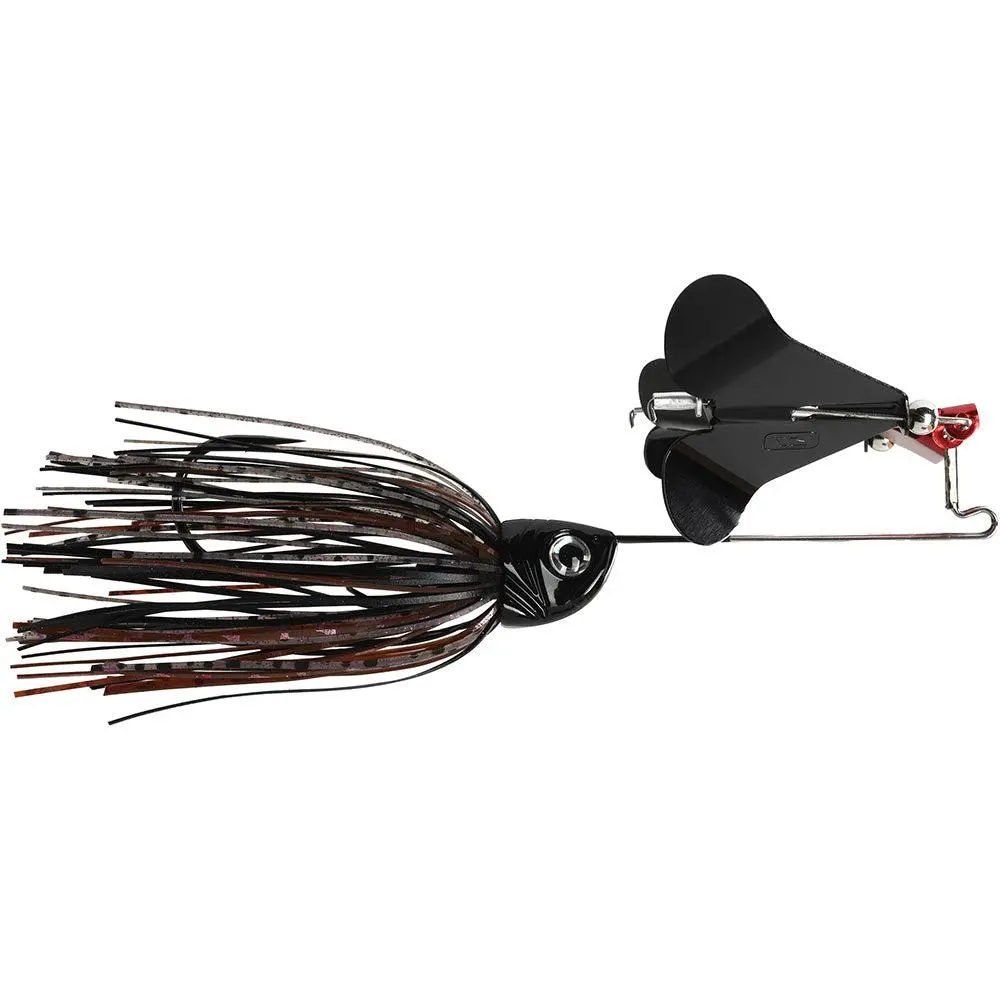 1/2 oz T-Bar Shape Double Clacker Buzzbait Bass Fishing Lure - Topwater Lure with 2 Blade Spin, 2 Metal Blades, Hand-Tied Silicone Skirt & 5/0 Mustad Hook