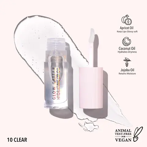MOIRA | Glow Getter Hydrating Lip Oil (010, Clear) | Lightweight Moisturizing Lip Oil