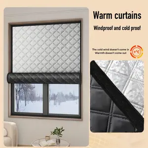 Single Pack No-Drill Windproof Insulated Curtains, Waterproof and Coldproof, Easy Installation for Bedroom Living Room Office