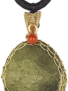 Moldavite Crystal 14K Gold Plated Necklace,Czech Meteorite Tektite Crystal Birthstone Necklace,Irregular Shape