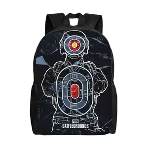 Cartoon Playerunknown's battlegrounds 17 Inch Backpack PUBG Laptop Daypack Funny PUBG merch travel backpack for Travel Work Camping Women Men for festivals, birthdays, parties gifts