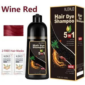 2026 Upgraded Wine Red 5-In-1 Herbal Hair Dye Shampoo, Plant-Based for Women & Men, Gray Hair Coverage & Long Lasting Color(6-8 Weeks), Nourish Scalp, 10 Shades(Wine Red, Chestnut Brown, Golden Brown, Black)