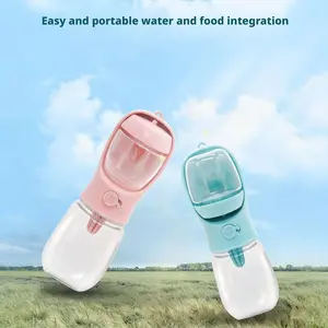 2-in-1 Pet Travel Bottle 550ml for Food Storage and Water Dispenser Portable Outdoor Cup dog products cat original with Bowl