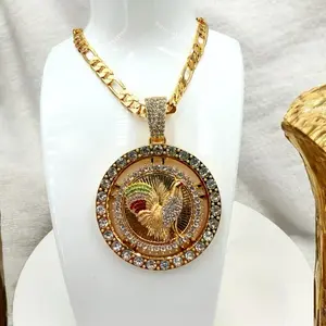 SPINNING CENTENARIO, WITH IMAGE OF ROOSTER, MEXICAN COLORS WITH 24 26" (24K GOLD FILLED)