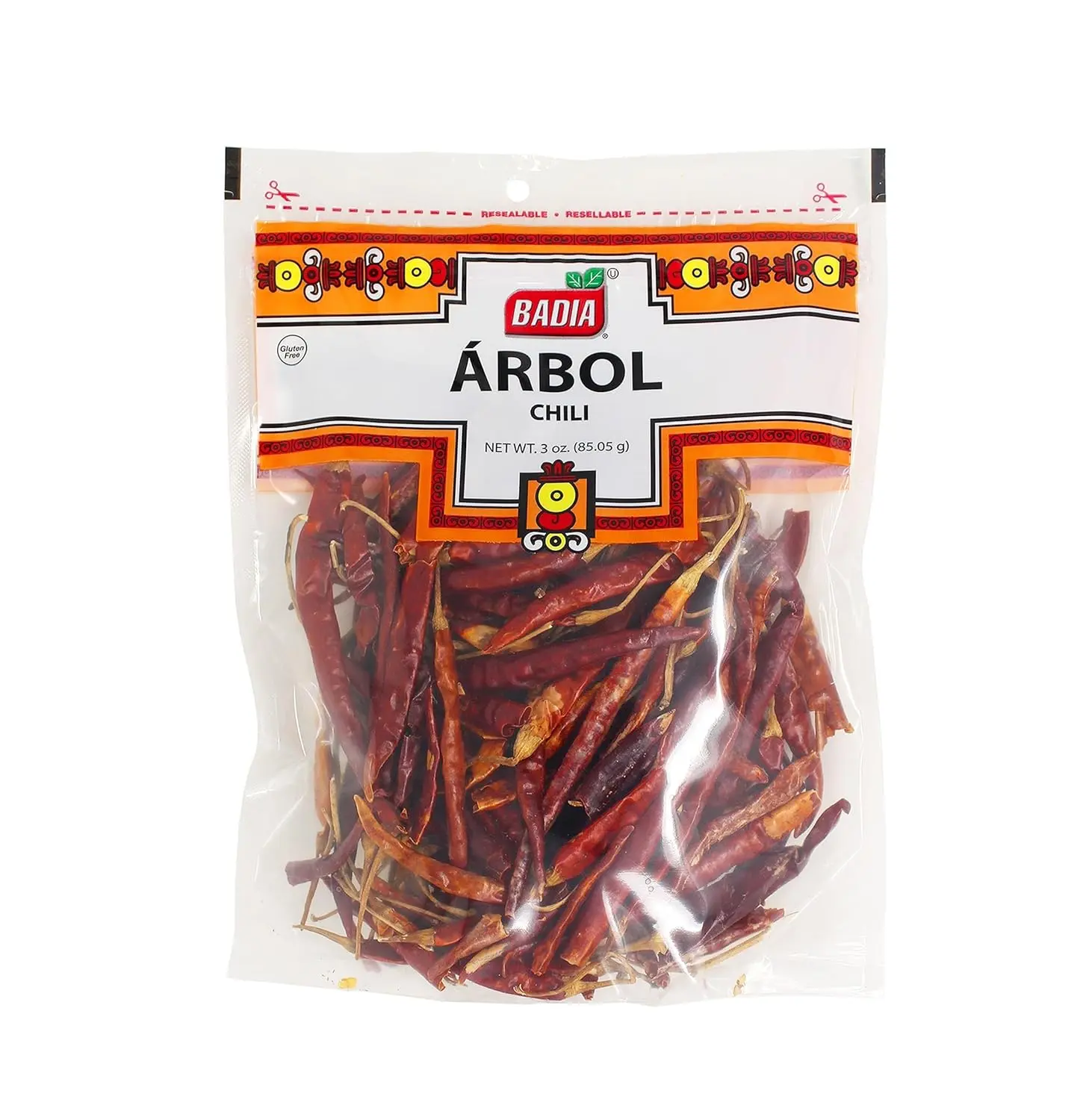 Badia Arbol Chili Whole Dried Red Chili Peppers - 3 oz Resealable Bag, Spicy & Smoky Spice for Authentic Mexican Dishes, Rich Flavor Boost for Cooking Essentials