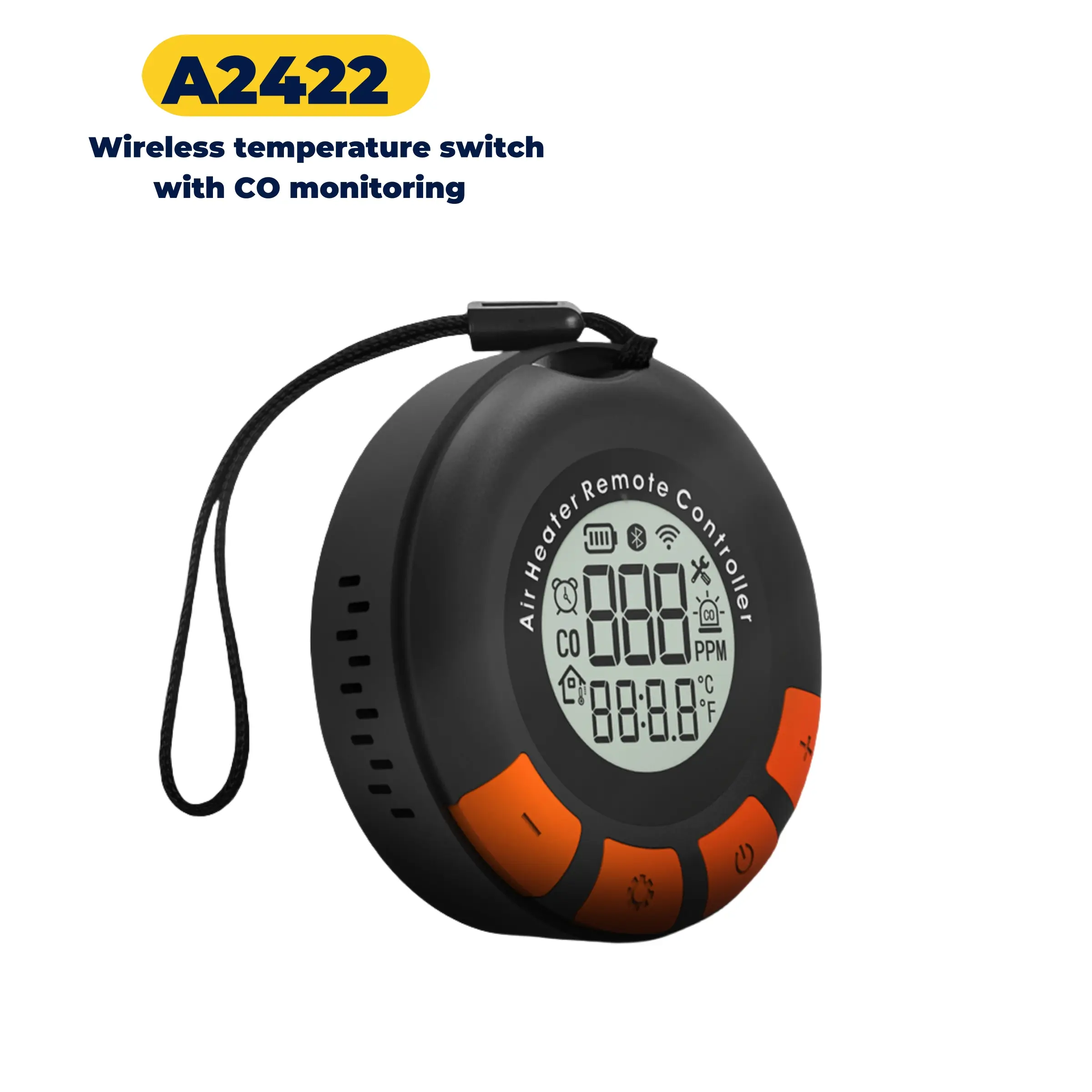 A2422 Upgraded Digital Wireless Temperature Sensing Switch Sensor - CO Monitoring, Remote Thermostat Control, Thermostat Controlled, Extended Standby for Indoor, Camping, Car (Automotive Alarm System)