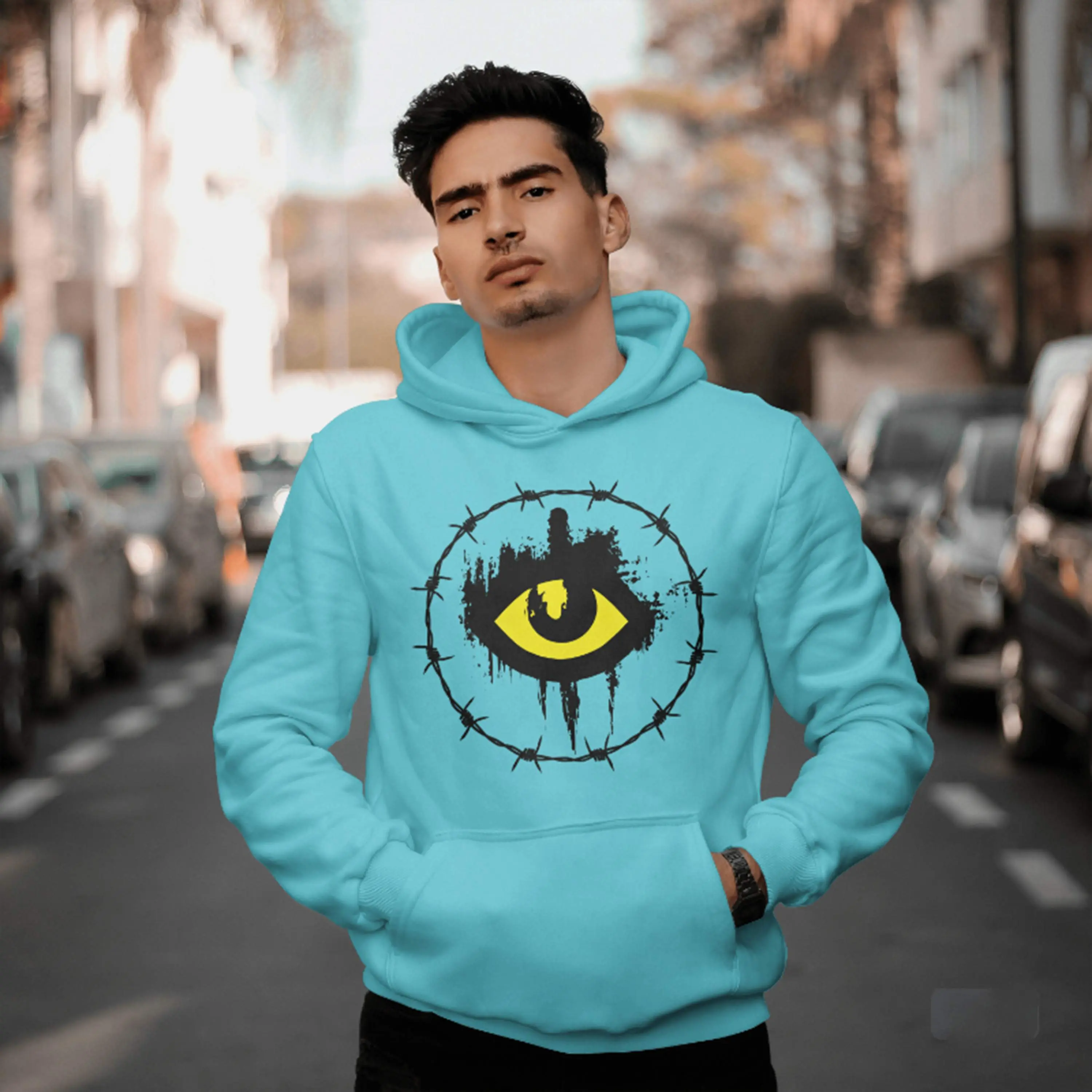 Hooded Sweater w/ "Razor Eye" Graphic Casual Clothing