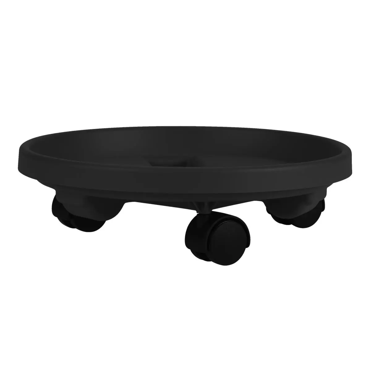 212 MAIN 12 in. Round Heavy-Duty Outdoor Planter Caddy, 360-Degree Swivel Wheels, Saucer Tray, Deck Protection, Black, Outdoors Polypropylene Option for Container Gardening, Flower Garden (75 lbs Capacity)