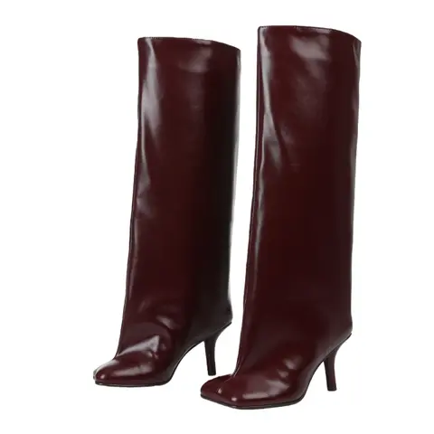 Women's Suede Knee-High Footwear Boots - Square Toe, Stiletto High Heel, Wide Calf, Slip-On, No Excess Bulk, Sohochic Fashion Shoes for Women, Back to School Footwear