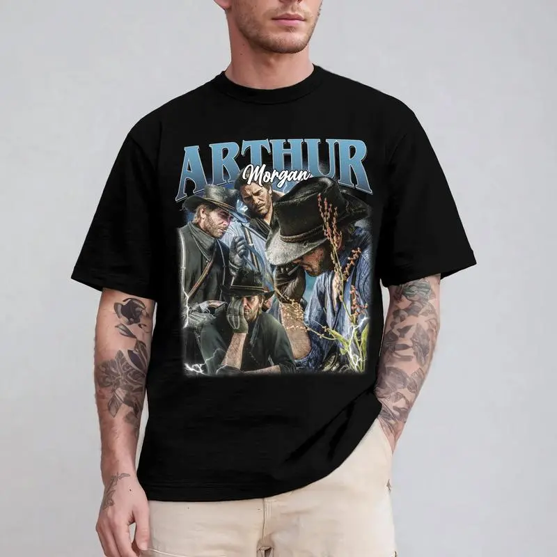 Arthur Morgan Vintage T-Shirt, Arthur Morgan Red Dad Redemption Shirt, Gift For Movies Lovers Casual Clothing Fabric Menswear Top