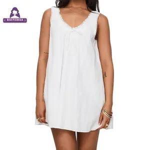 Women Maternity Summer Dress Casual Lace Patchwork V-Neck Mini Tank Dress for Photoshoot Pregnancy Clothes