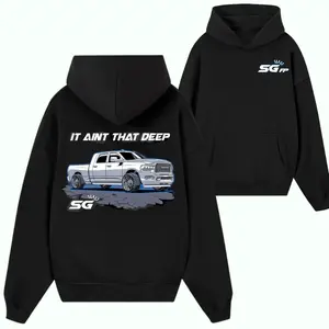 SG x Fitzgerald Performance “It Ain’t That Deep” Hoodie – White Slammed Truck Graphic Pullover, Streetwear for Men & Women, Diesel Truck Lover Apparel, SG FP Low Truck Outfit Gift