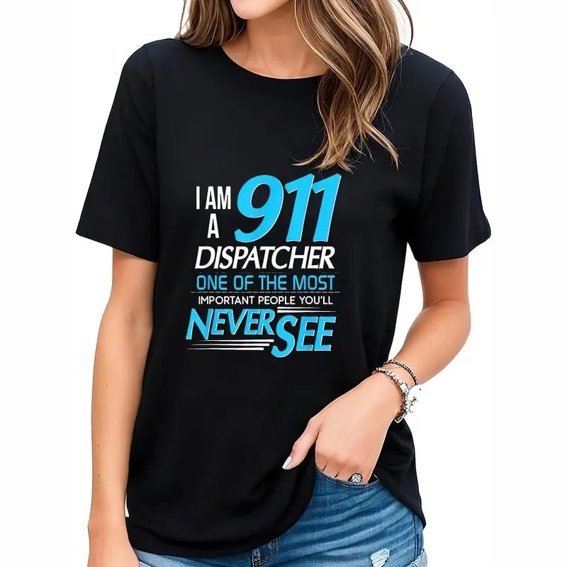 911 Dispatcher Graphic T-Shirt, Unisex Regular Fit Short Sleeve Top Made from Soft and Breathable 100% Cotton