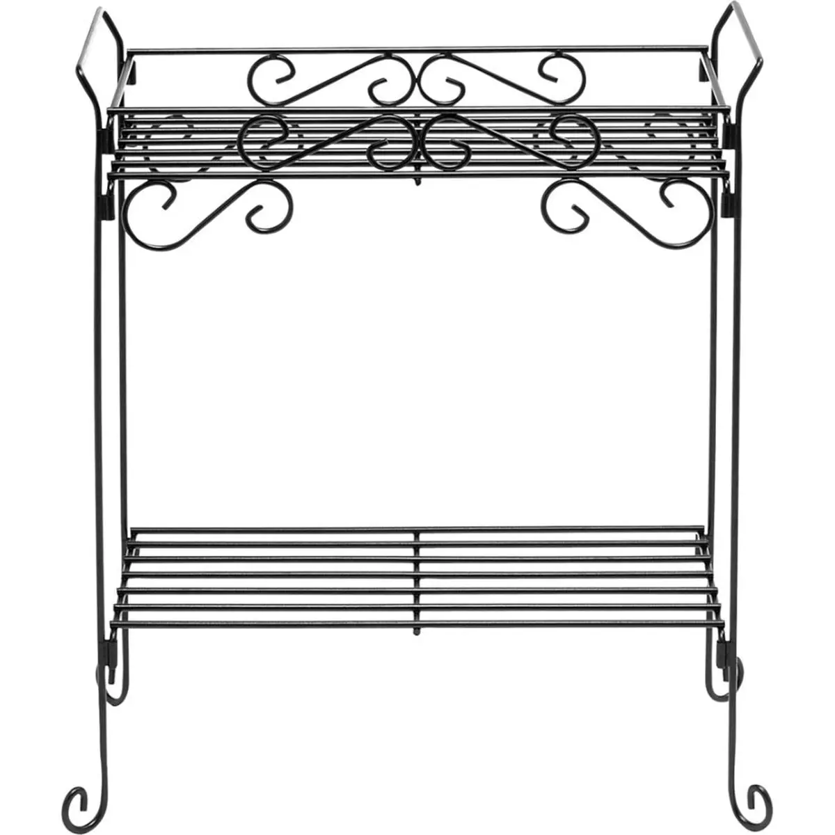 212 MAIN Deer Park Ironworks 2-Tier Metal Rectangular Plant Stand - Black, Holds Plants, 16.28 lbs, Ideal for Home & Garden Leisure Use, Two Tiers