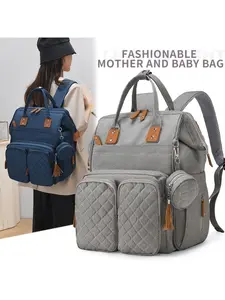 New Classic Stylish Double-Front Pocket Parent Bag, Multi-Pocket Diaper Bag for Outdoor Family Outings