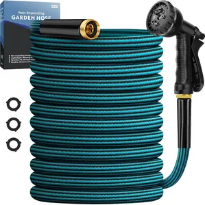 Expandable Garden Hose 150 ft, 2025 Upgraded Flexible Water Hose 150ft with 10 Function Spray Nozzle, Lightweight, No Kink, Retractable Expanding Hose With 3/4" Solid Brass Fittings