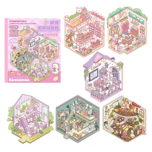 6 different adult stress relief Scene, DIY 3D Miniature Model Decals, Suitable for Halloween/Easter/Christmas Gifts or Mother's Day Presents, Handmade DIY, Themed Stickers, Decorative Stickers, Durable,therapy artistic craft Multi-Style Pet