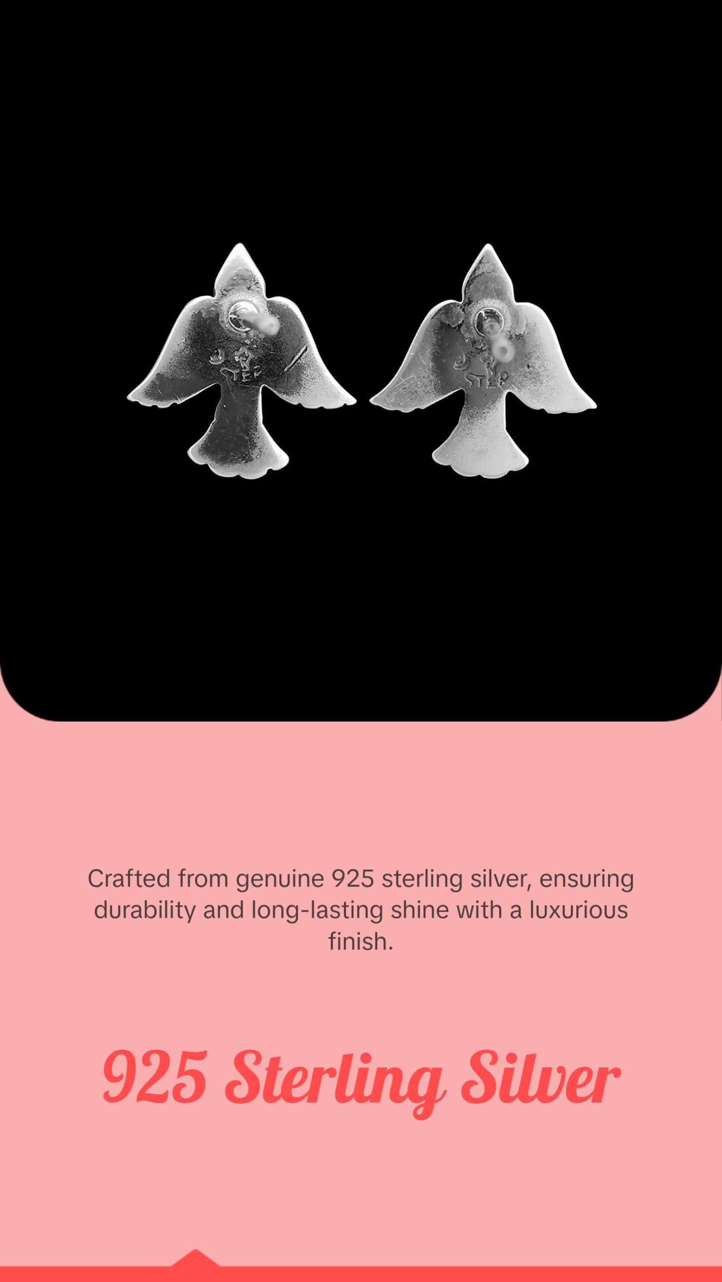 Sparrow Earrings, 925 Sterling SIlver Earrings, Eagle Earrings, Navajo Earrings, Native American Handmade Jewelry