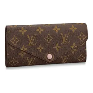 Pre-owned Louis Vuitton CANVAS Small Leather Goods Sarah Wallet in Monogram with Rose Ballerine Leather